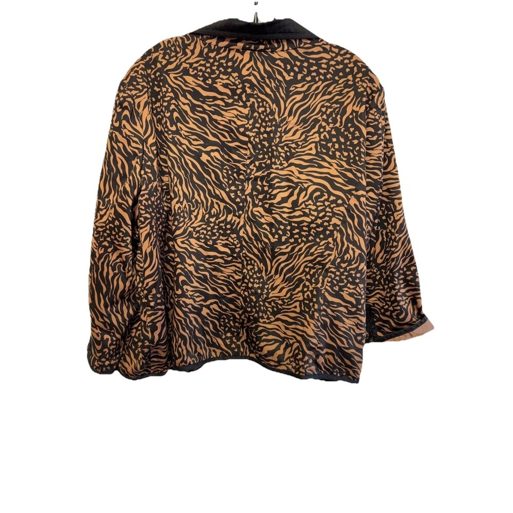 Patrick Christopher Jacket Women 3X Black Brown Animal Print Blazer Open Zip - Picture 6 of 7